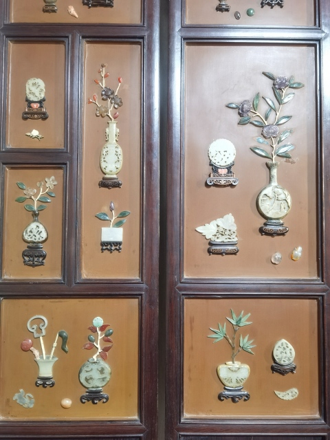古玩玉器紅木鑲玉六扇屏風拍賣，當前價格999999元