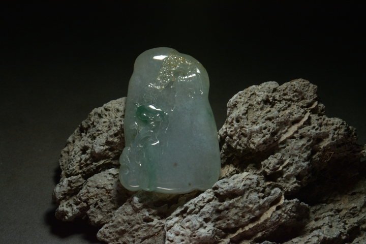 古玩玉器翡翠雕“悟道”掛牌拍賣，當(dāng)前價(jià)格15000元