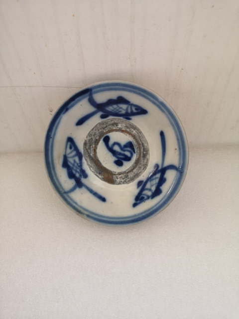 古玩陶瓷清早期磁州窯青花三魚圖小碗拍賣,當前價格680元