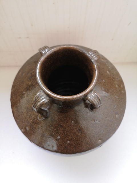 古玩陶瓷清早期褐釉四系罐拍賣,當前價格1100元