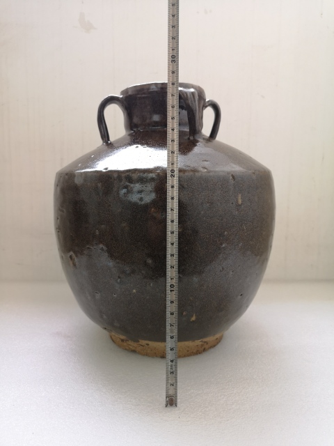 古玩陶瓷清早期褐釉四系罐拍賣,當前價格1100元