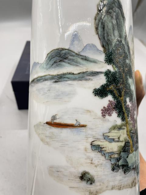 古玩陶瓷淺絳彩青綠山水帽筒拍賣，當前價格6800元