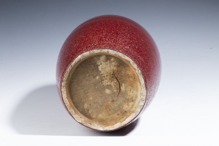 中国古美術品　清の時代　郎窯紅　壺　冬瓜罐　高さ約23cm 000020-08.jpg