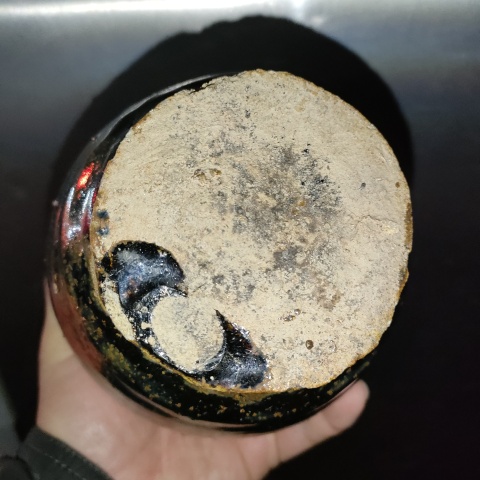 古玩陶瓷明,磁州窯黑釉鐵銹斑紋雙系罐拍賣,當前價格160元