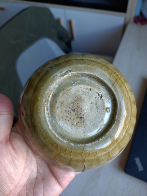 古玩陶瓷元代?龍泉青瓷黃釉蔗椴洗拍賣,當(dāng)前價格1520元
