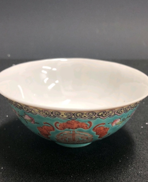 古玩陶瓷松石綠底福壽茶園拍賣，當前價格1800元