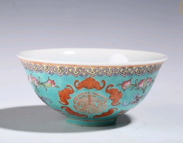 古玩陶瓷松石綠底福壽茶園拍賣，當前價格1800元