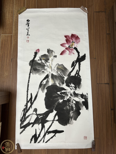 古玩字畫胡文英老師字妙賢 寫意《荷花圖》拍賣，當前價格788元