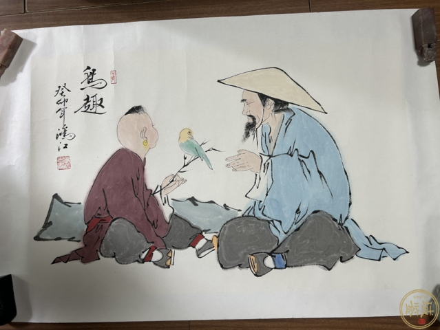 古玩字畫陳鴻江老師寫意人物拍賣,當前價格450元
