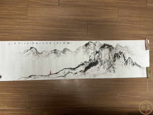古玩字畫朱玉斌老師寫意山水橫幅拍賣,當前價格458元