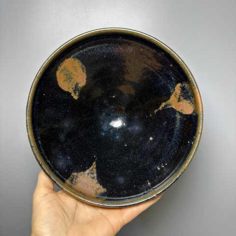古玩陶瓷黑釉鐵銹斑大碗拍賣，當前價格15000元
