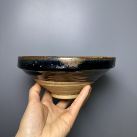 古玩陶瓷黑釉鐵銹斑大碗拍賣，當前價格15000元