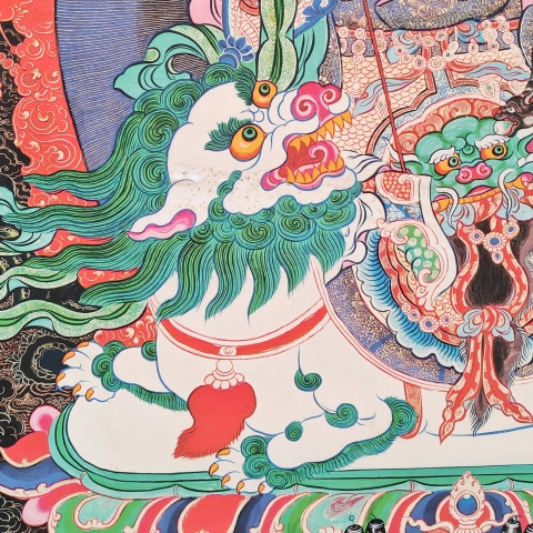 古玩雜項【年底虧出】當代??????黑地黃財神唐卡拍賣，當前價格300元