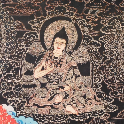 古玩雜項【年底虧出】當代??????黑地黃財神唐卡拍賣，當前價格300元