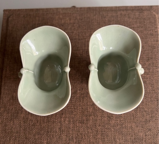 古玩陶瓷晚清·青釉爵杯（一對）拍賣，當前價格3000元
