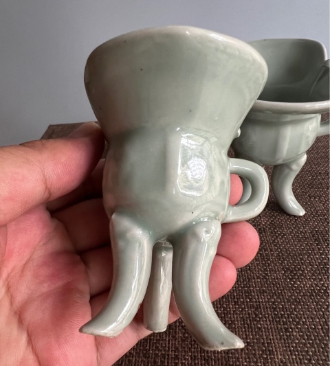 古玩陶瓷晚清·青釉爵杯（一對）拍賣，當前價格3000元