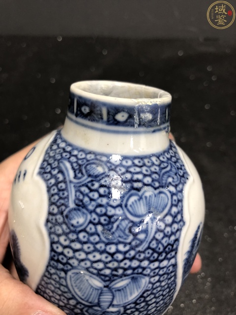 古玩陶瓷清乾隆(己保真)青花開窗山水樓閣人物故事紋雞腿瓶拍賣,當前價格1280元