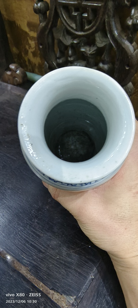 古玩陶瓷青花五彩麒麟問(wèn)鳳紋筒瓶拍賣,當(dāng)前價(jià)格15888元