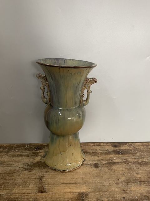 古玩陶瓷鈞釉鳳耳花觚拍賣，當前價格13600元