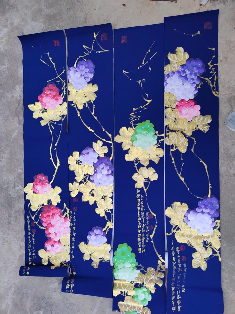 古玩玉器羅家軒花卉四條屏拍賣,當前價格1100元