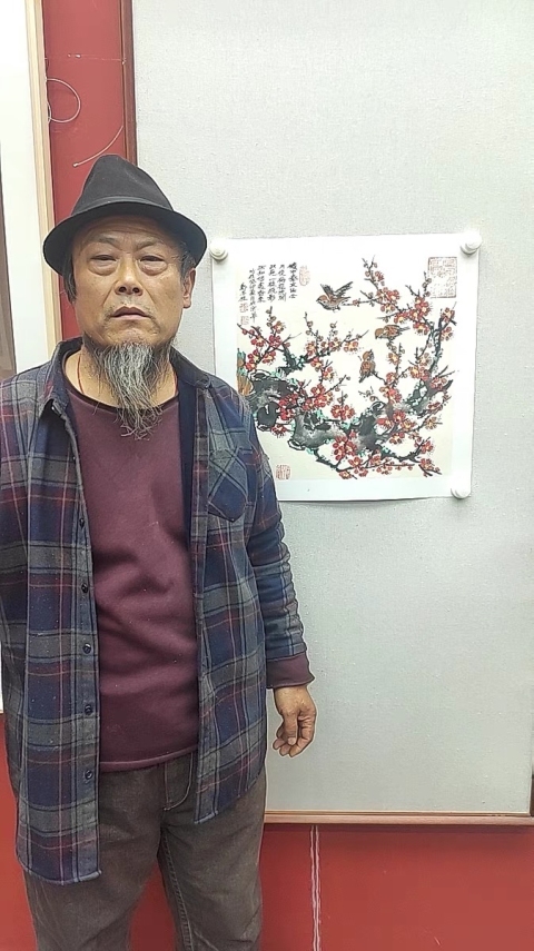 古玩字畫鄭丕柱老師精品花鳥斗方拍賣,當(dāng)前價(jià)格588元