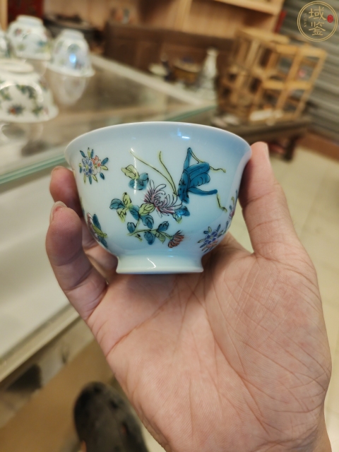 古玩陶瓷蟲草紋粉彩杯拍賣,當前價格388元
