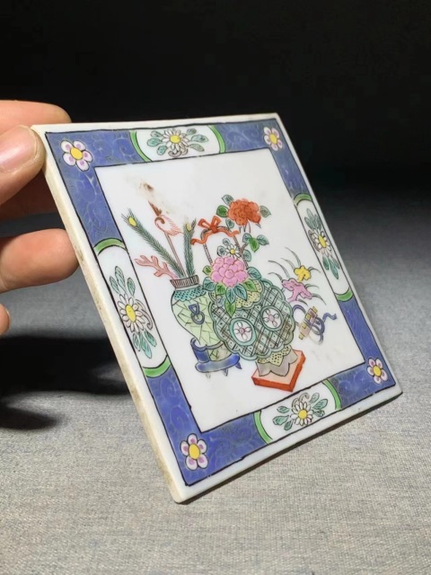古玩陶瓷(虧出,不議價(jià))精品細(xì)路清中期粉彩博古紋瓷板拍賣,當(dāng)前價(jià)格3900元