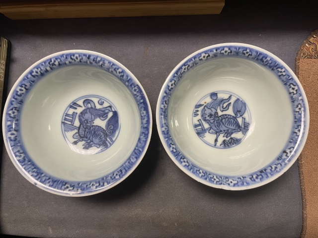 古玩陶瓷明中期青花麒麟碗拍賣，當(dāng)前價(jià)格4500元