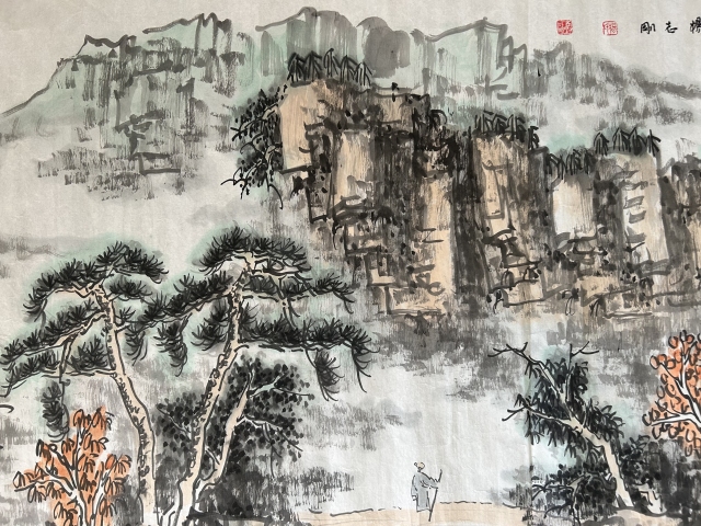 古玩字畫楊志剛老師精品《山水》拍賣,當前價格788元