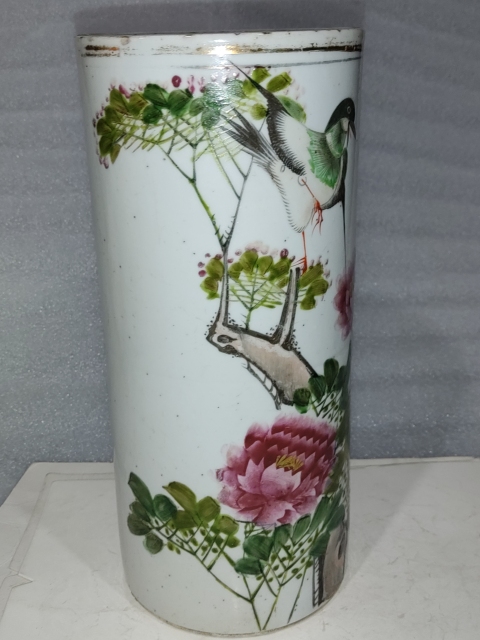 古玩陶瓷粉彩花鳥帽筒拍賣,當前價格1990元