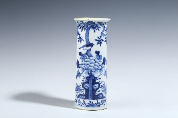古玩陶瓷王步風格青花花鳥紋香筒拍賣，當前價格2580元