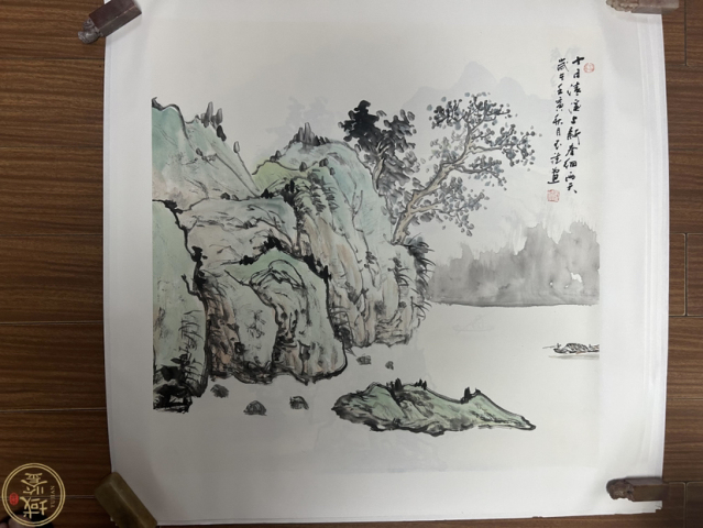 古玩字畫朱玉斌老師精品斗方《山水》拍賣,當(dāng)前價格450元
