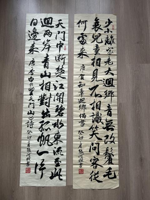 古玩字畫張河棋.行書《書法》對聯(lián)拍賣,當(dāng)前價格198元