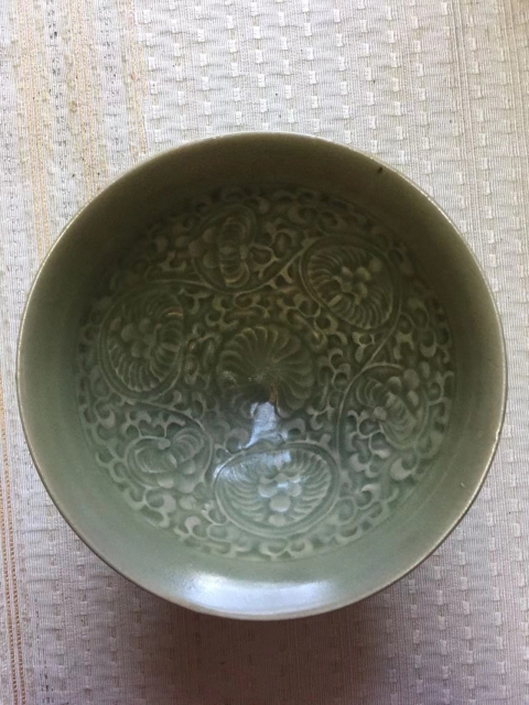 古玩陶瓷北宋·耀州窯·青釉印花花卉紋碗拍賣，當前價格36000元
