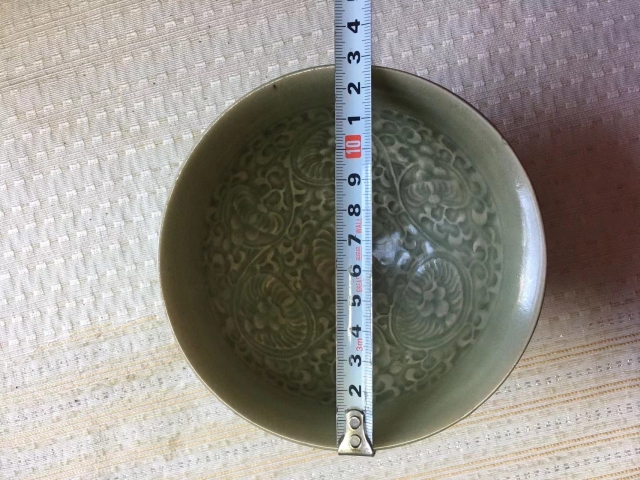 古玩陶瓷北宋·耀州窯·青釉印花花卉紋碗拍賣，當前價格36000元