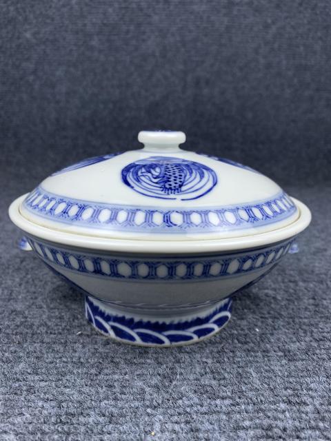 古玩陶瓷青花團(tuán)龍紋蓋鍋拍賣(mài)，當(dāng)前價(jià)格2588元
