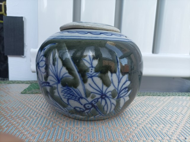 古玩陶瓷青花加彩金玉滿堂紋蓋罐拍賣，當前價格280元