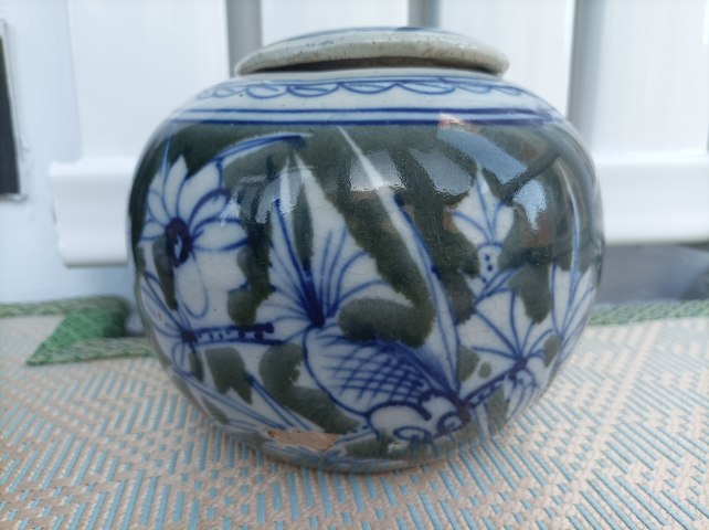 古玩陶瓷青花加彩金玉滿堂紋蓋罐拍賣，當前價格280元