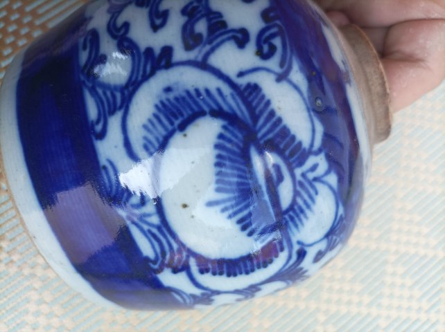古玩陶瓷晚清.青花淡描花卉紋蓋罐拍賣,當前價格1200元