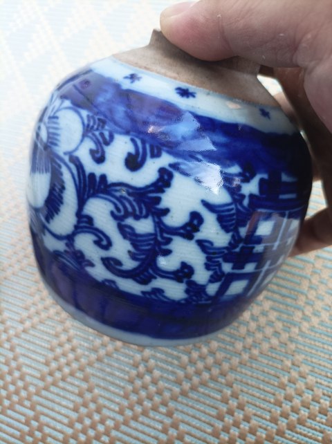 古玩陶瓷晚清.青花淡描花卉紋蓋罐拍賣,當前價格1200元
