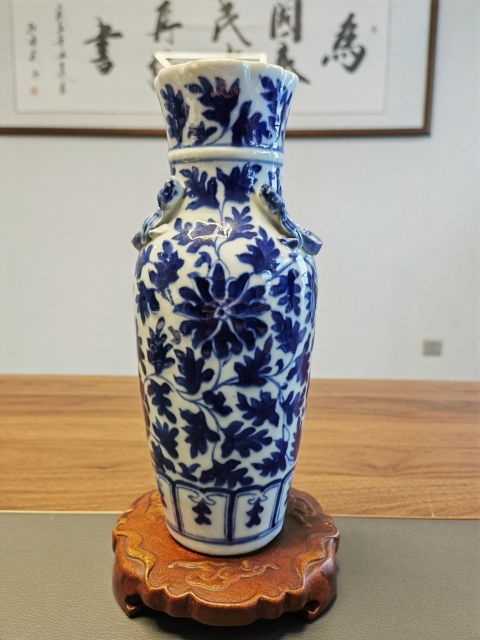 古玩陶瓷寶相花官窯畫片花青花卉紋螭龍紋賞瓶拍賣,當前價格3500元