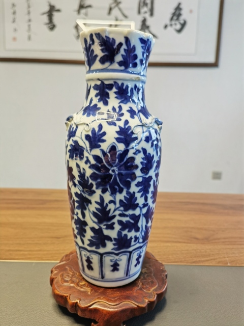 古玩陶瓷寶相花官窯畫片花青花卉紋螭龍紋賞瓶拍賣,當前價格3500元