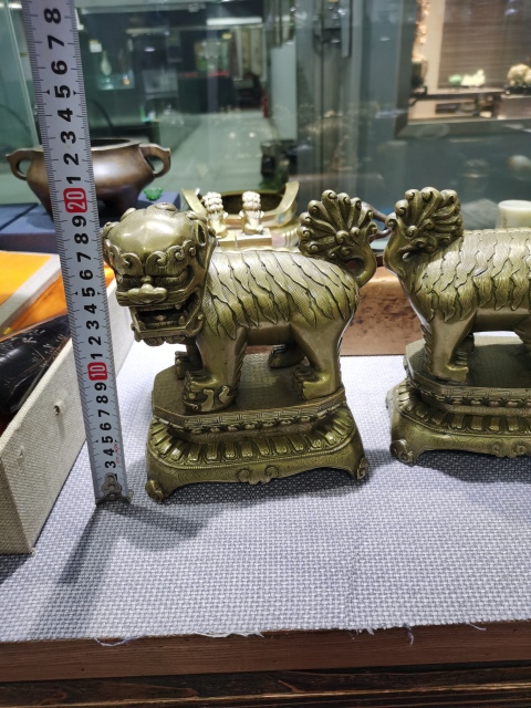 古玩銅器銅獅一對拍賣,當前價格55000元