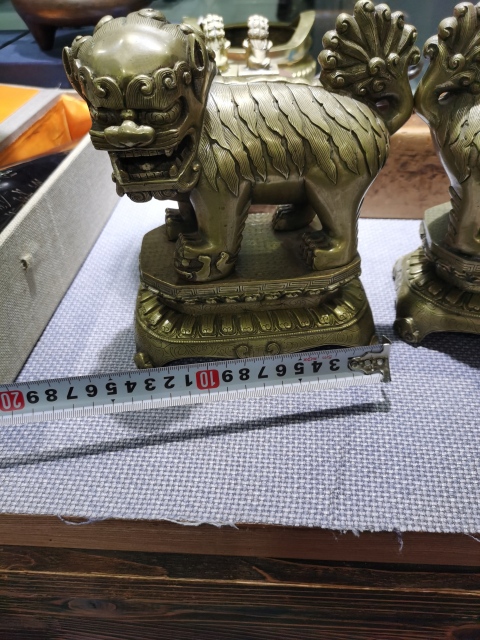 古玩銅器銅獅一對拍賣,當前價格55000元