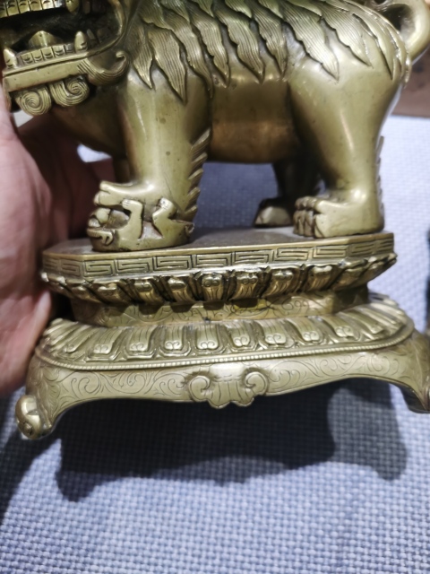 古玩銅器銅獅一對拍賣,當前價格55000元