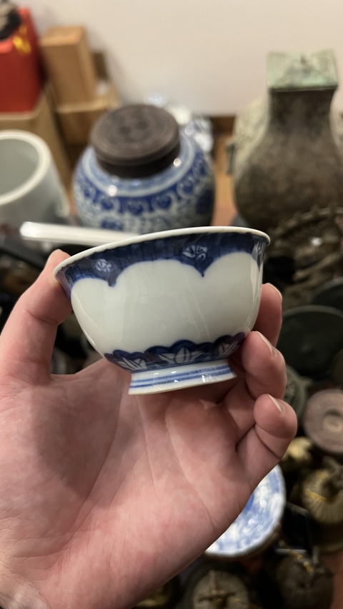 古玩陶瓷清代青花杯拍賣(mài)，當(dāng)前價(jià)格299元