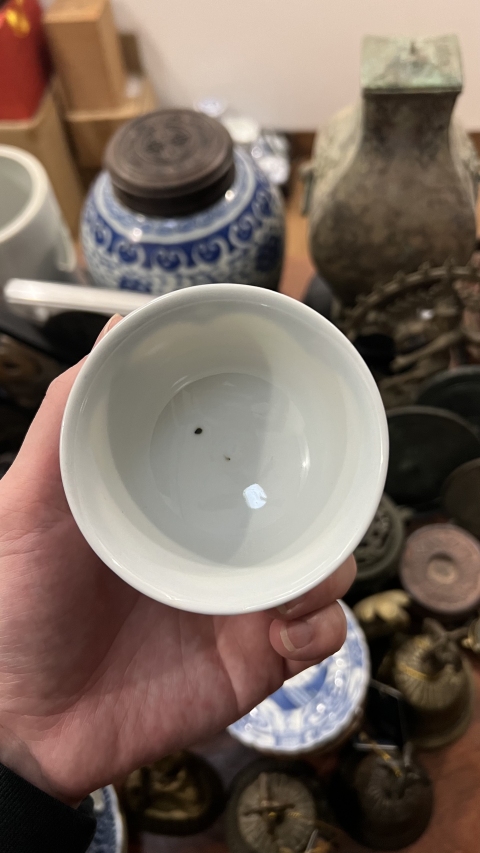 古玩陶瓷清代青花杯拍賣(mài)，當(dāng)前價(jià)格299元