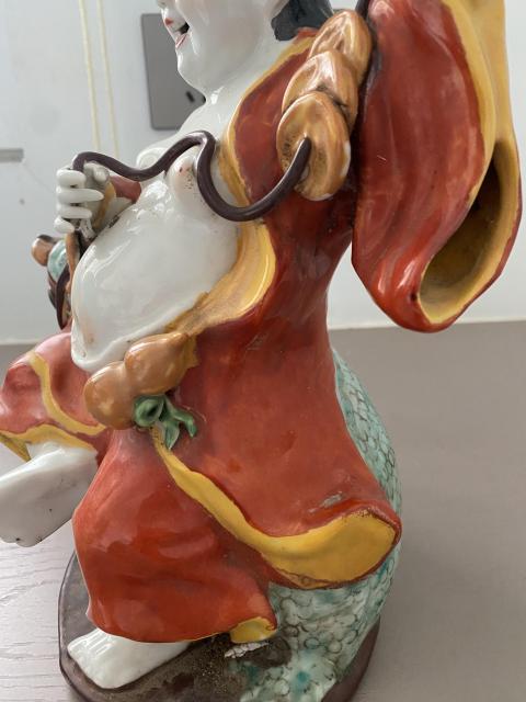 古玩陶瓷民國劉海戲金蟾粉彩塑像拍賣，當前價格1000元