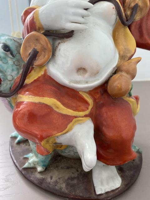 古玩陶瓷民國劉海戲金蟾粉彩塑像拍賣，當前價格1000元