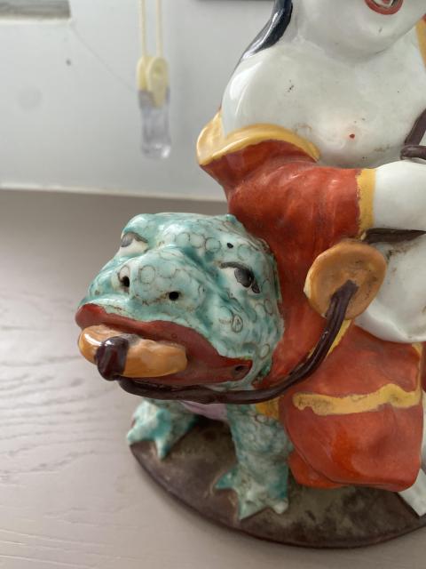 古玩陶瓷民國劉海戲金蟾粉彩塑像拍賣，當前價格1000元